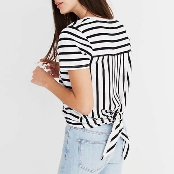 Madewell Striped split back Top - Picture 1 of 6
